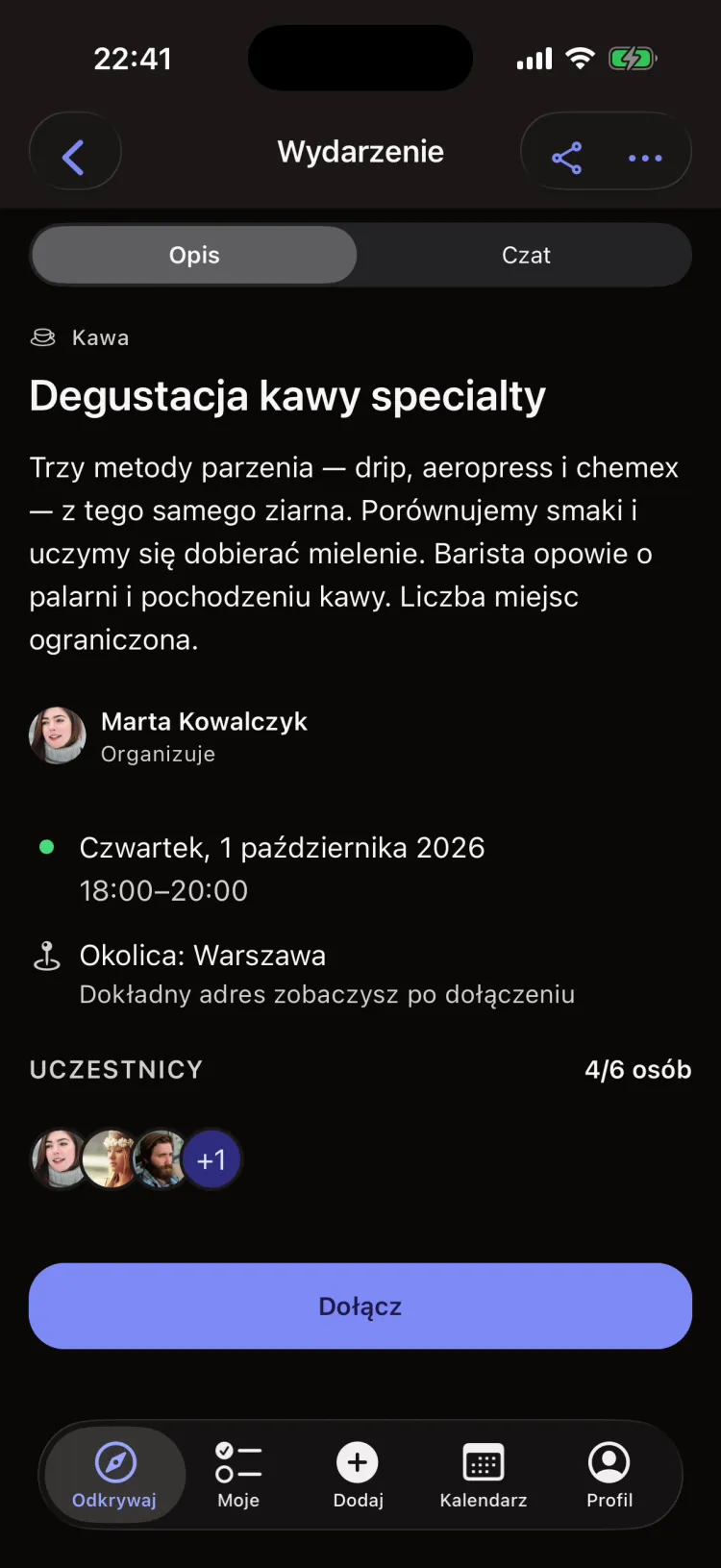 Meeties: details of a sample meetup